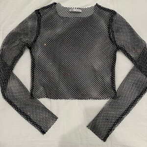 Zara Black Sparkle Mesh Crop Top